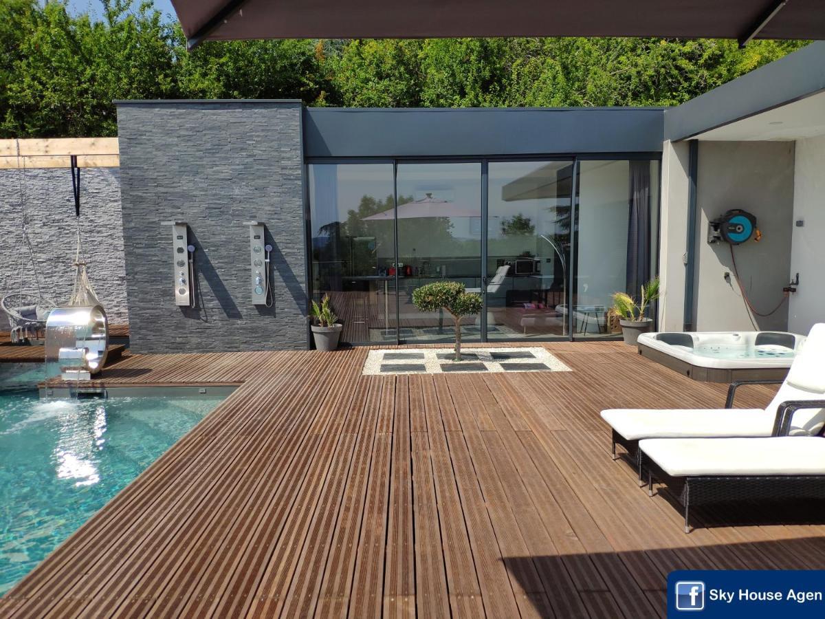 Piscine Chauffee Et Spa Jacuzzi Privatif Terrasse Sans Vis A Vis ,,,Sky House Agen,,, Екстериор снимка