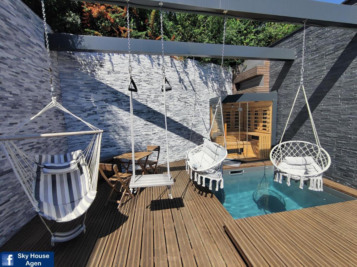 Piscine Chauffee Et Spa Jacuzzi Privatif Terrasse Sans Vis A Vis ,,,Sky House Agen,,, Екстериор снимка